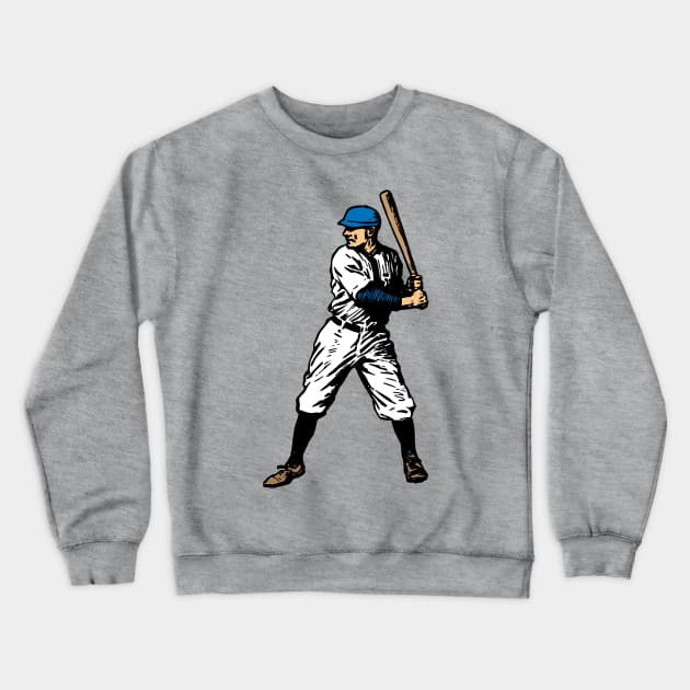 Vintage Baseball Player (Blue) Crewneck Sweatshirt by GloopTrekker